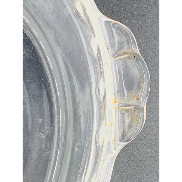 Pyrex Glass Pie Plate Dish Pan 9.5" Round 229 Clear Handles Fluted Edge Stains - Picture 2 of 10